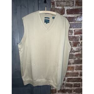 Bolle FINE Pima Cotton Beige V Neck Vest XL Sleeveless Pullover EUC  golf Preppy